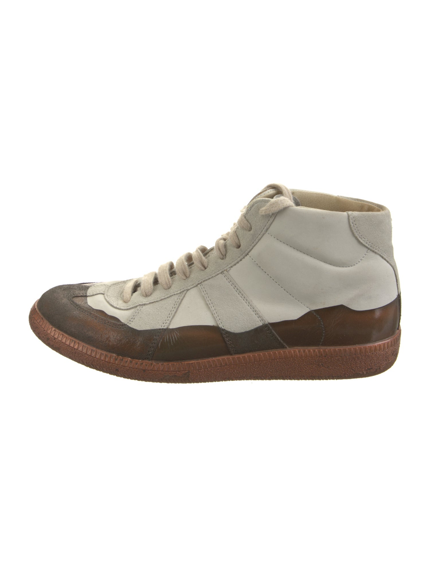 Maison Margiela Leather Colorblock Pattern Sneakers