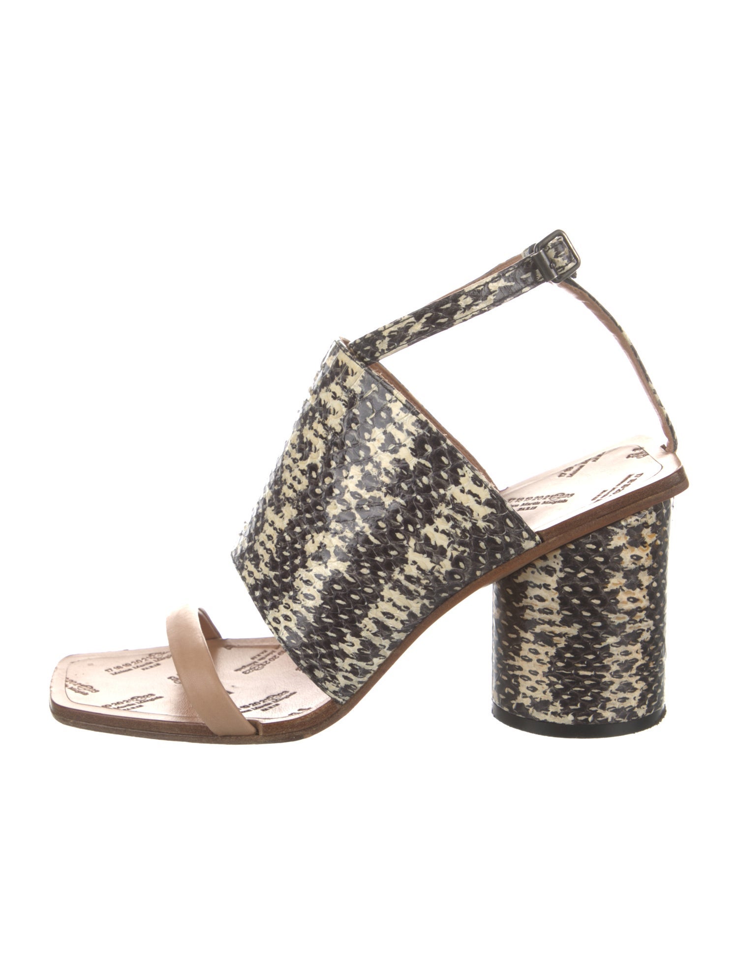 Maison Margiela Snakeskin Animal Print Slingback Sandals