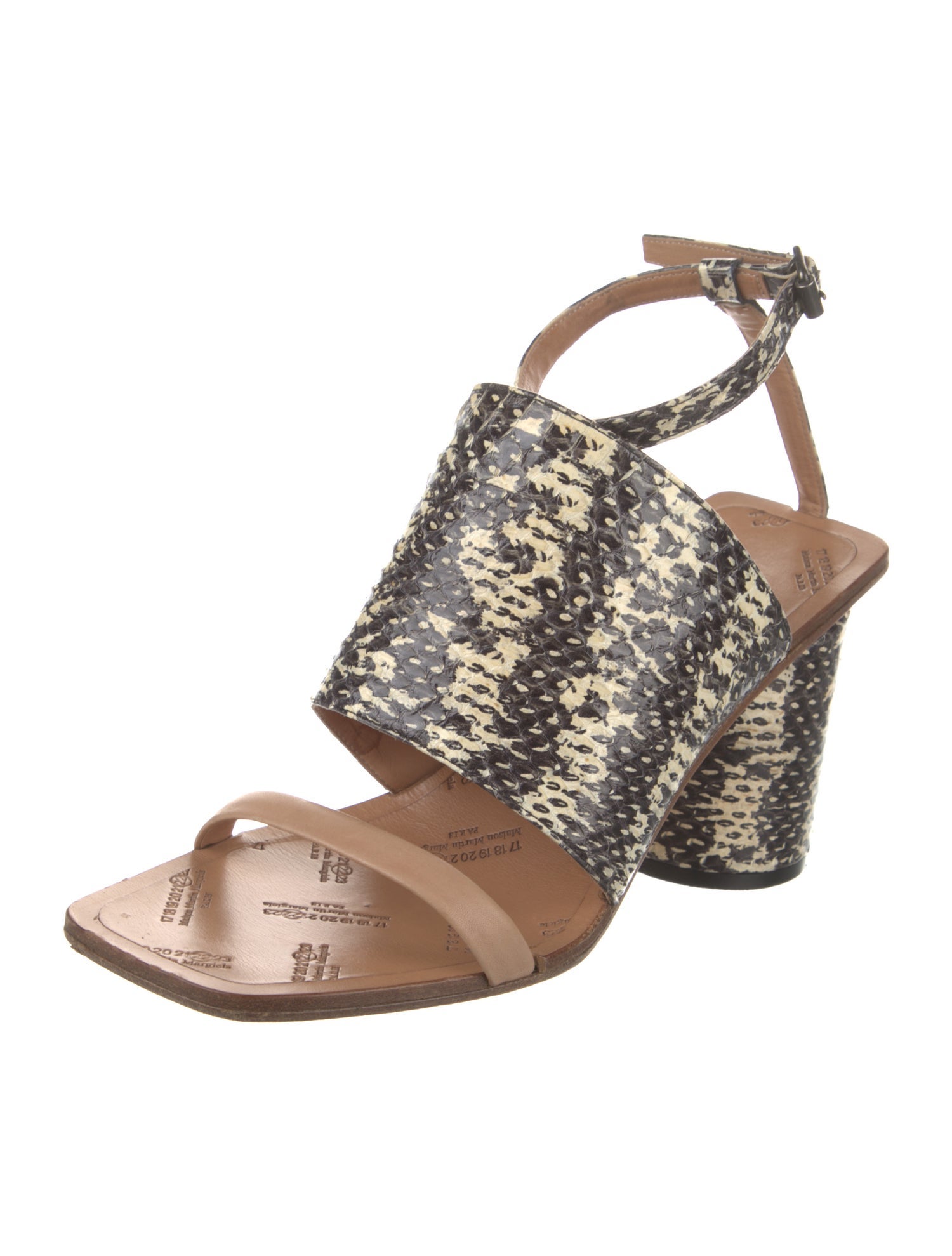 Maison Margiela Snakeskin Animal Print Slingback Sandals