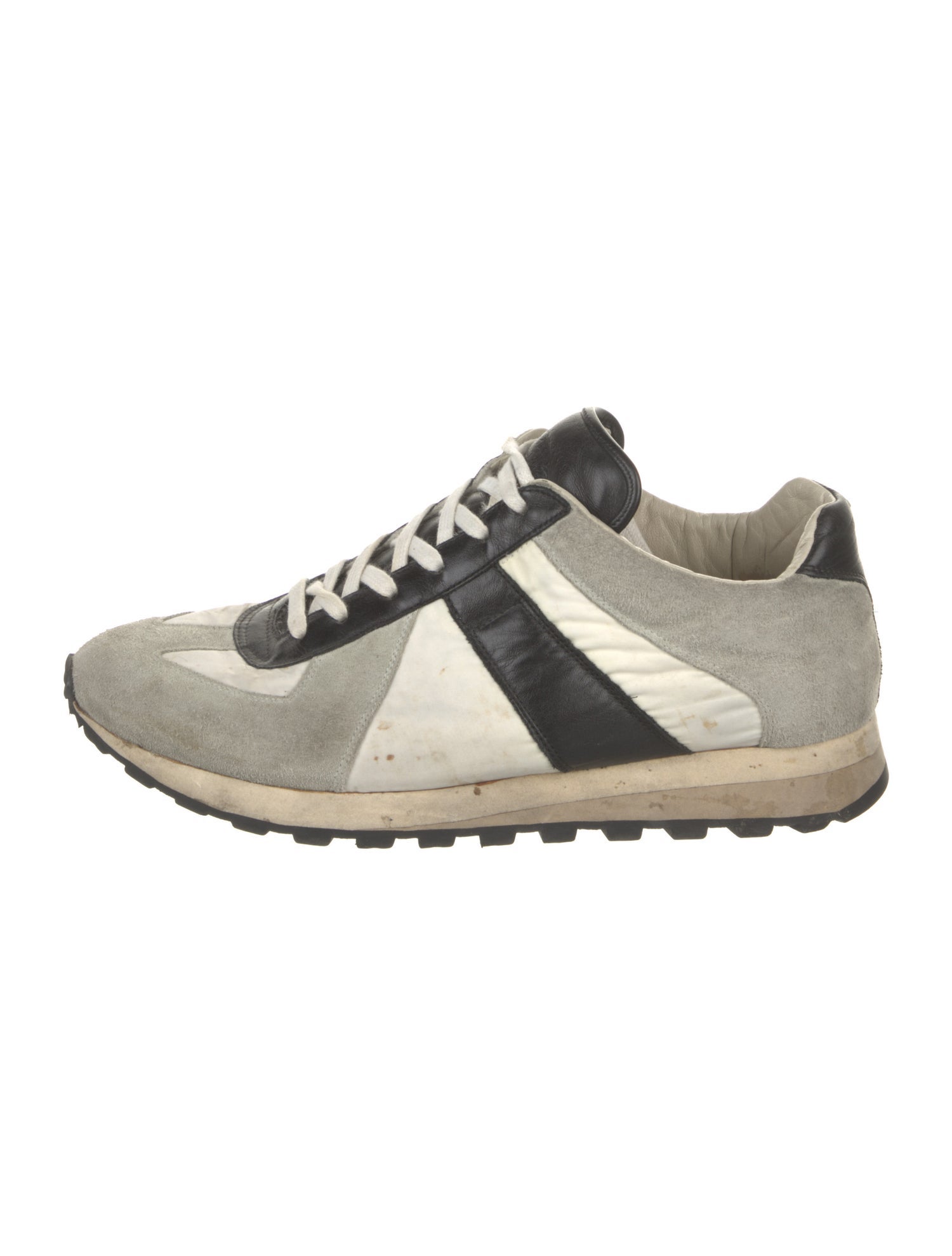 Maison Margiela Suede Colorblock Pattern Athletic Sneakers