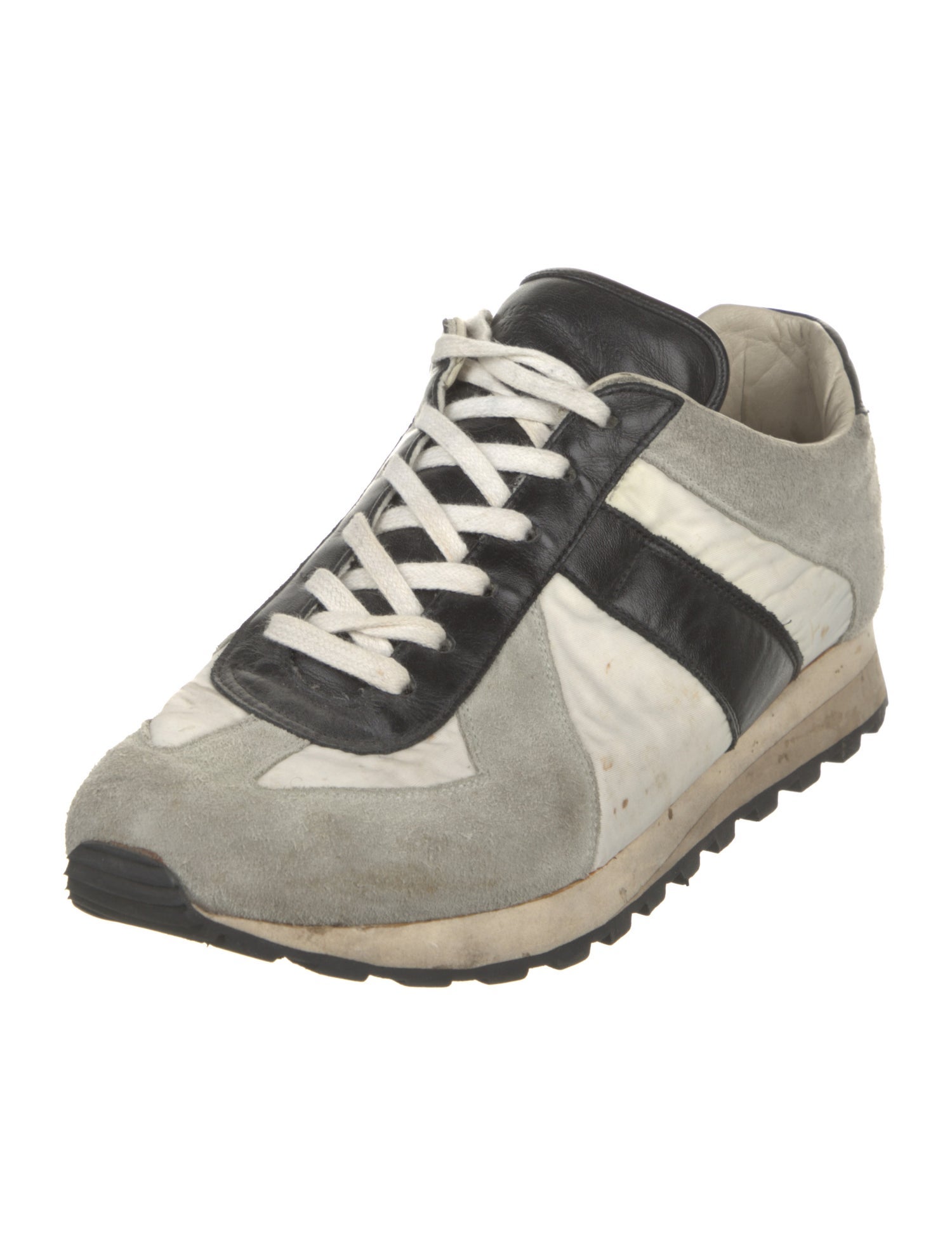 Maison Margiela Suede Colorblock Pattern Athletic Sneakers