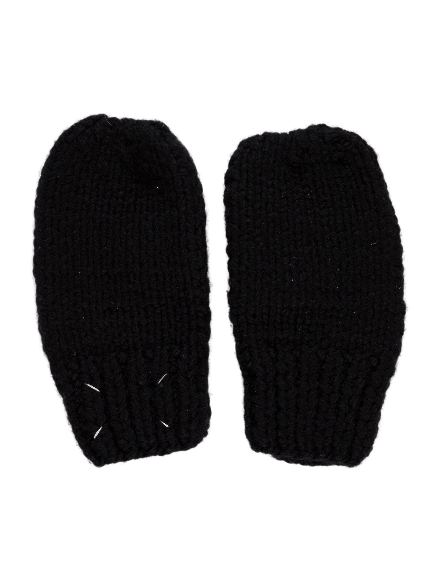 Maison Margiela Black Wool Knitted Mittens W. Tags