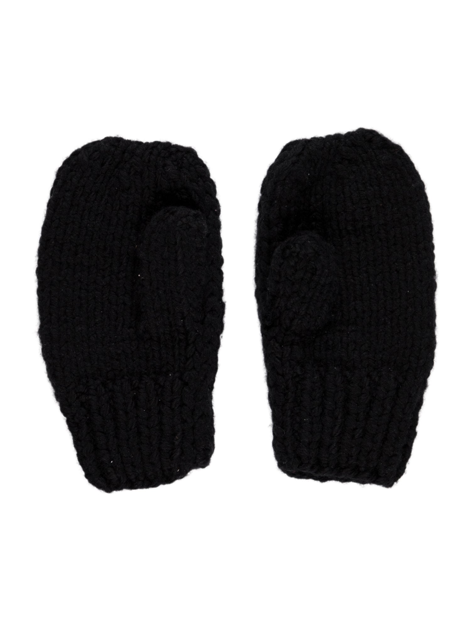 Maison Margiela Black Wool Knitted Mittens W. Tags
