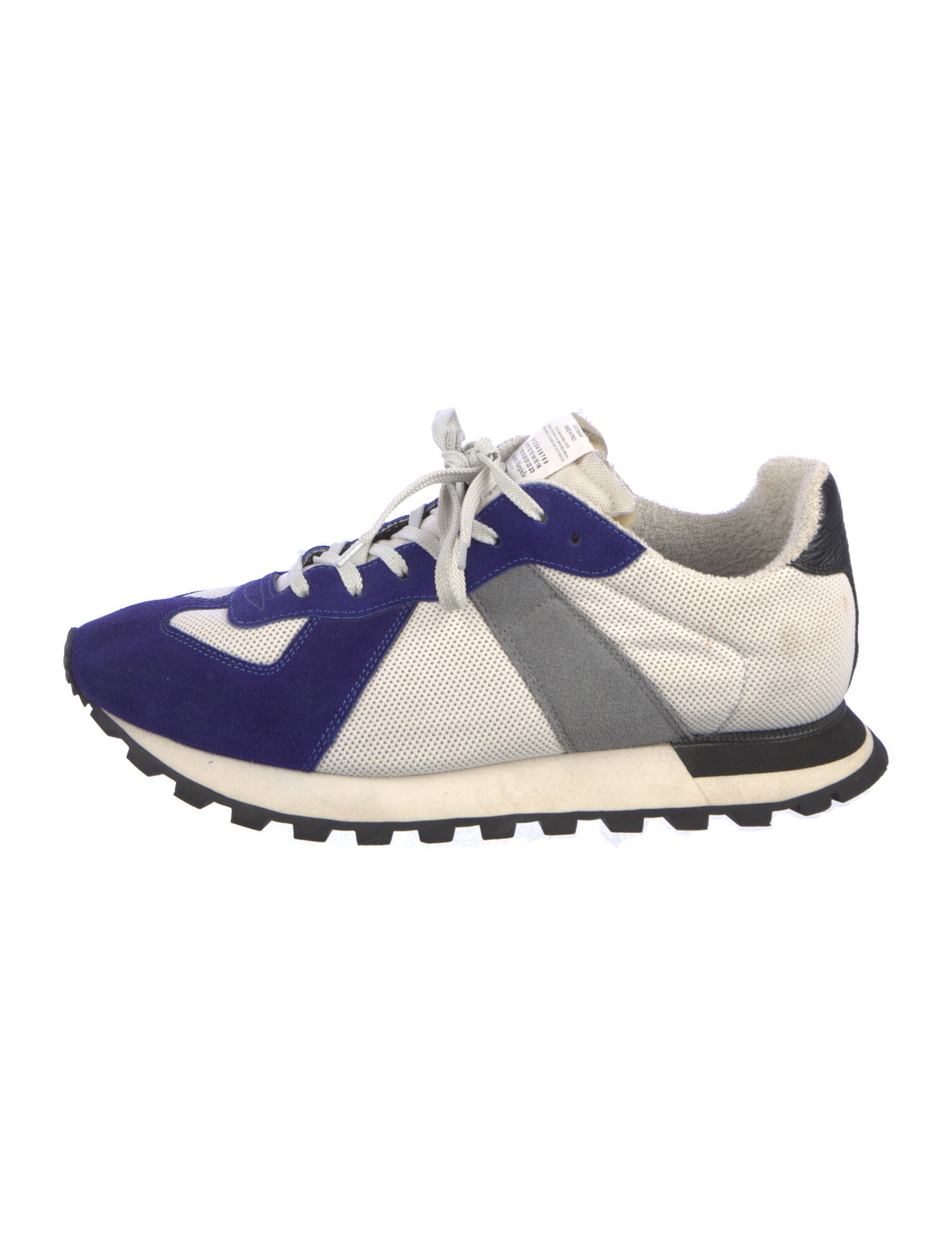 Maison Margiela Suede Colorblock Pattern Athletic Sneakers
