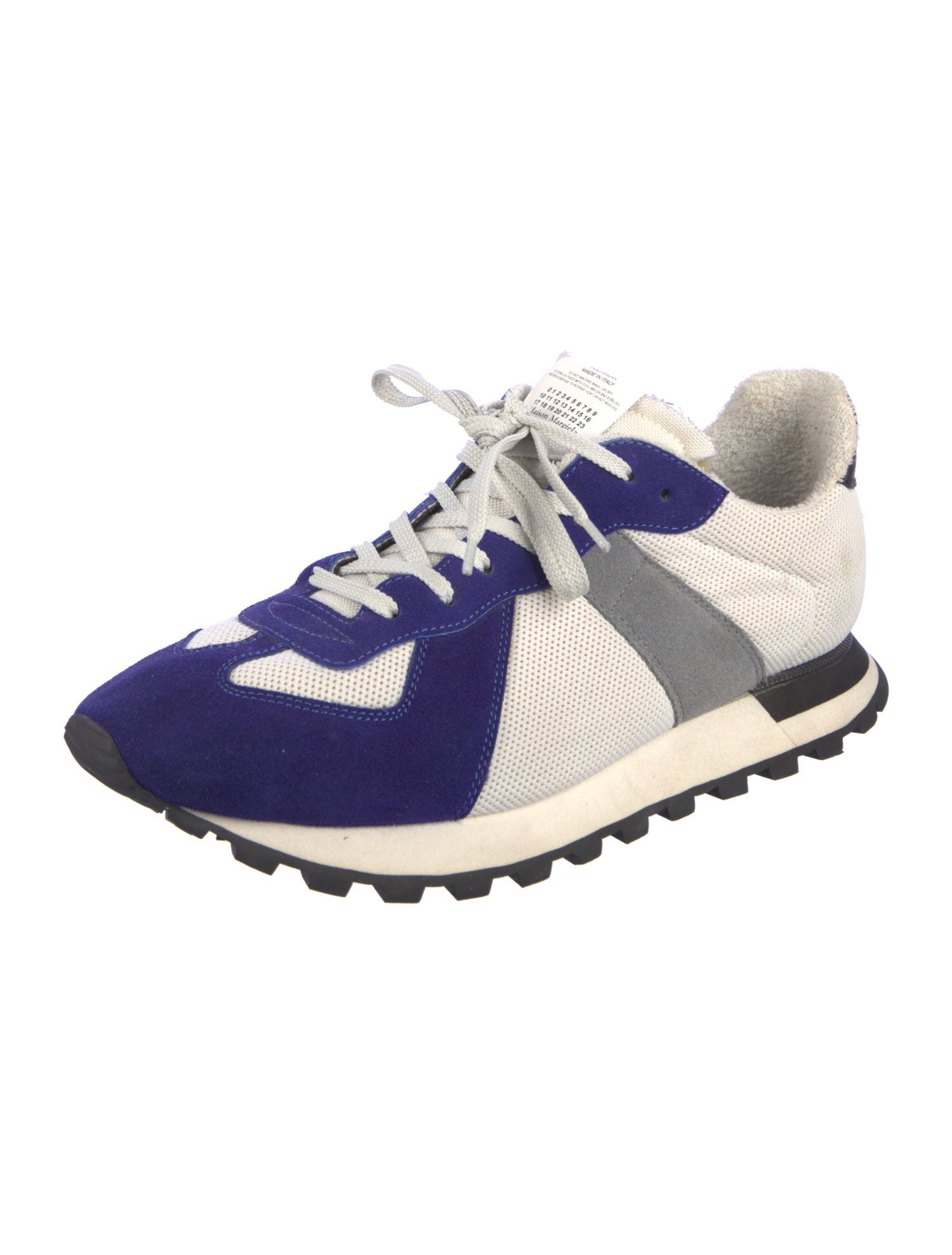 Maison Margiela Suede Colorblock Pattern Athletic Sneakers