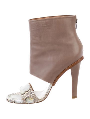 Maison Margiela Snakeskin-Trimmed Leather Sandals