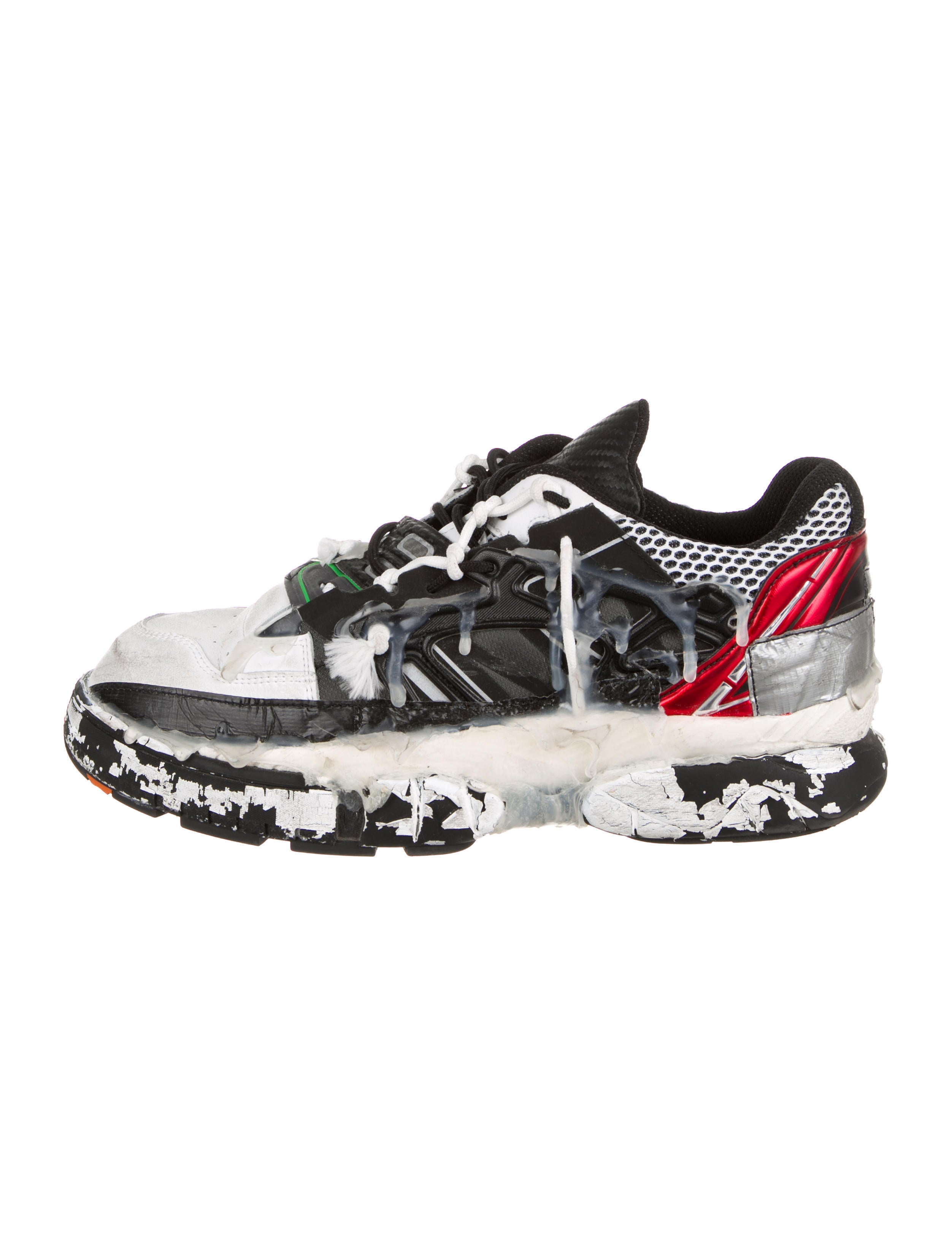 maison margiela men's colorblock fusion leather trainer sneakers