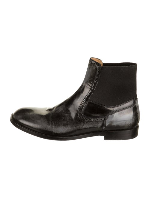 Maison Margiela Patent Leather Round-Toe Boots Bla