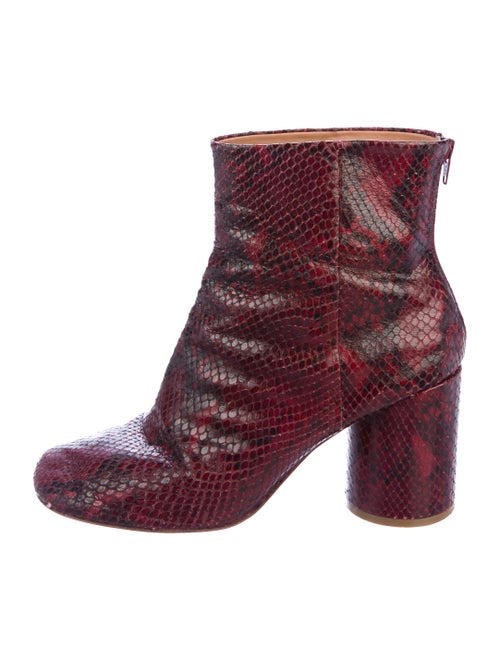 Maison Margiela Snakeskin Ankle Boots Red