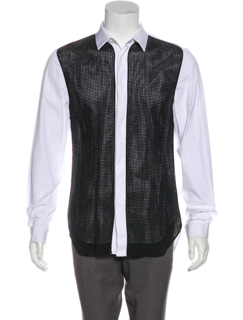 Maison Margiela Mesh-Paneled Woven Shirt white