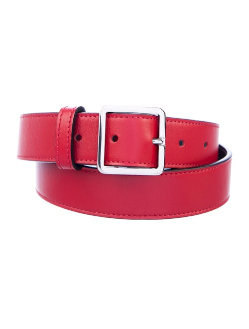 Maison Margiela Leather Buckle Belt red