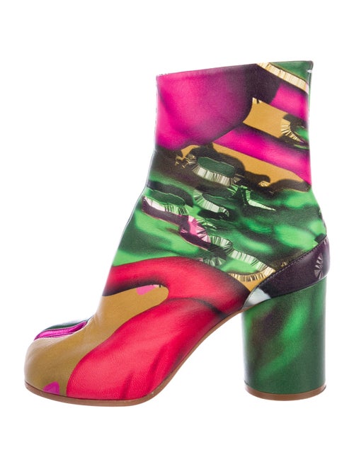 Maison Margiela Leather Printed Boots Green