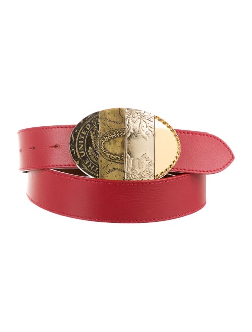 Maison Margiela Leather Buckle Belt red