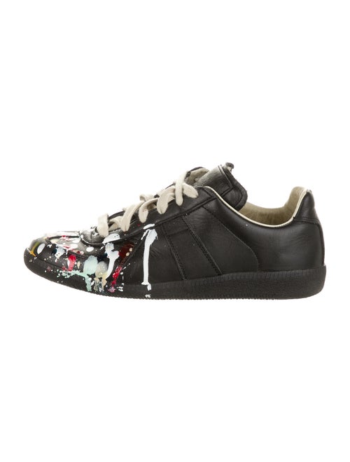 Maison Margiela Leather Printed Sneakers Black