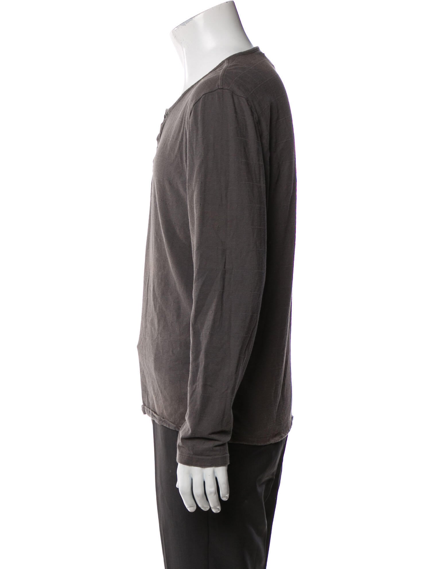 Maison Margiela Crew Neck Long Sleeve Henley - Grey T-Shirts