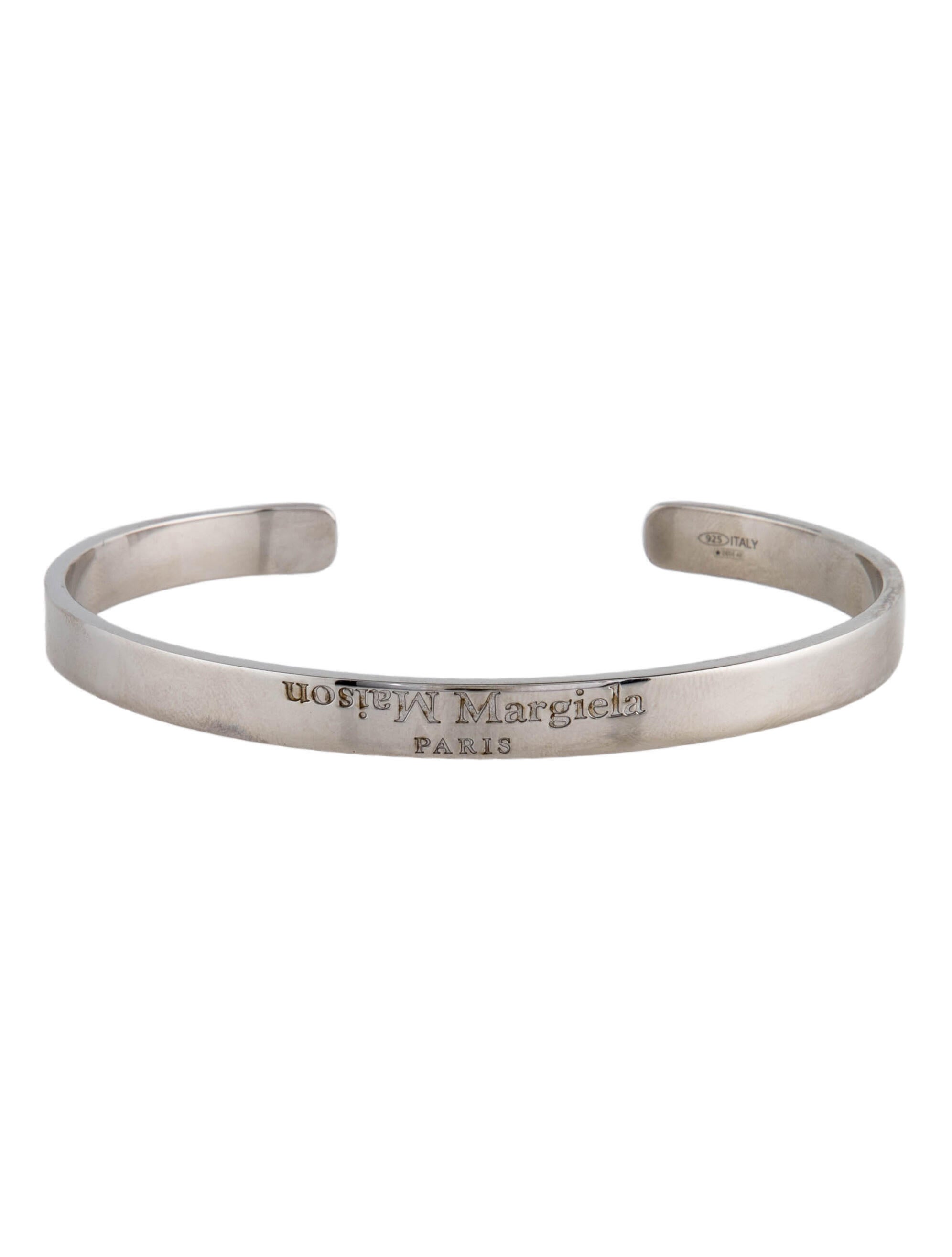 【Maison Margiela】Logo Bracelet Palladio Burrattato Maison Margiela Silver Logo Bracelet In 951 Palladio Buratta