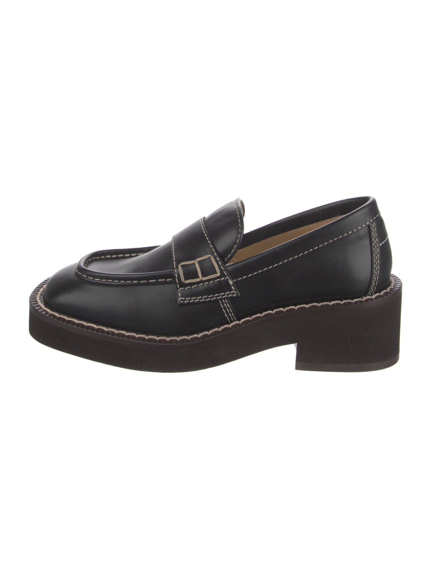 MM6 Maison Margiela Leather Whipstitch Trim Loafers