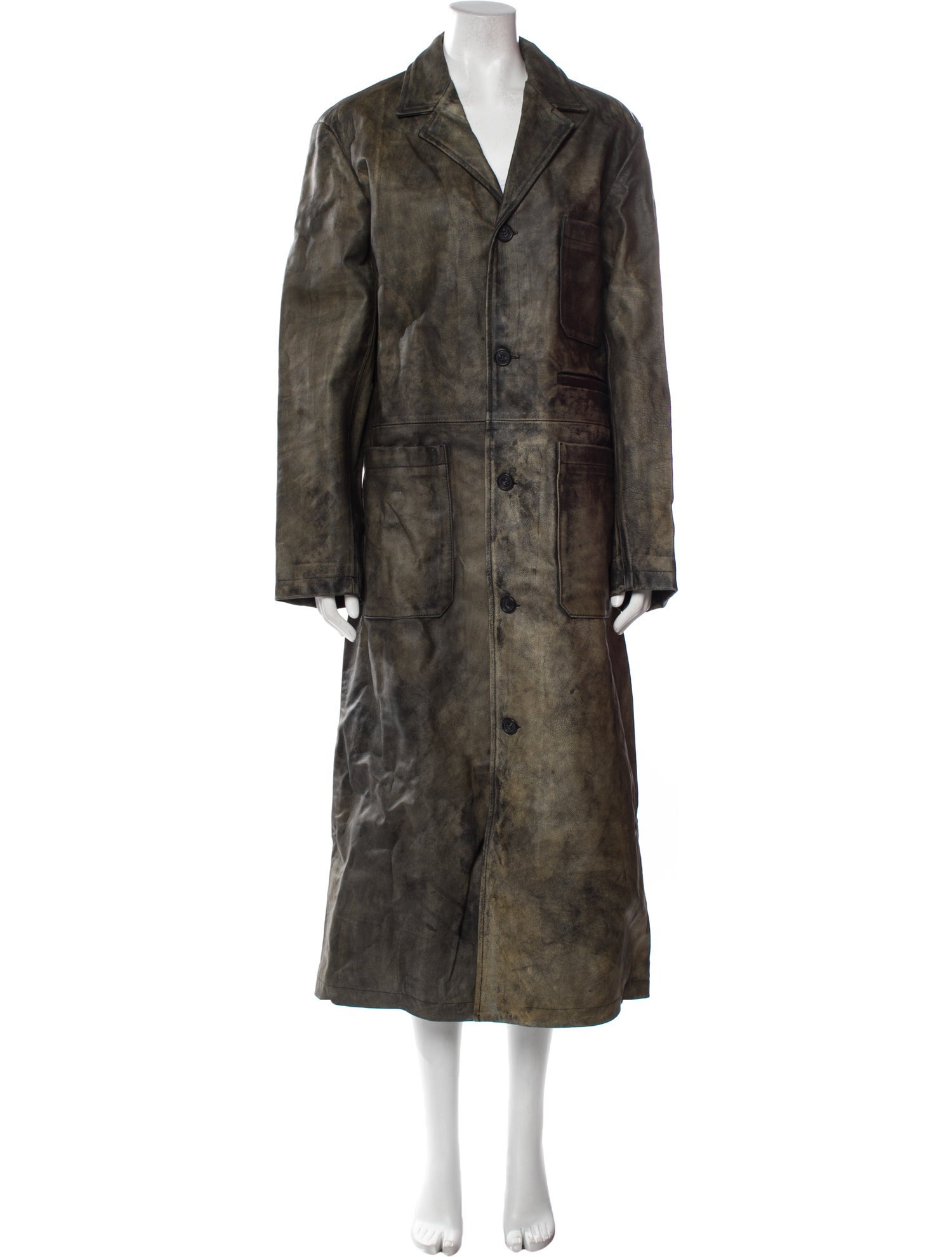 Maison Margiela Calf Leather Printed Faux Fur Coat