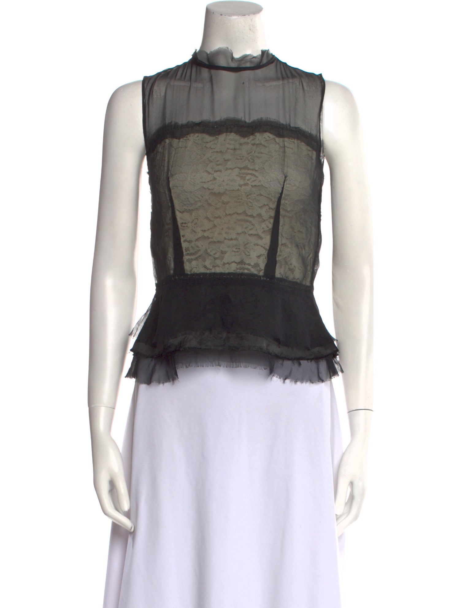 Maison Margiela Silk Mock Neck Crop Top