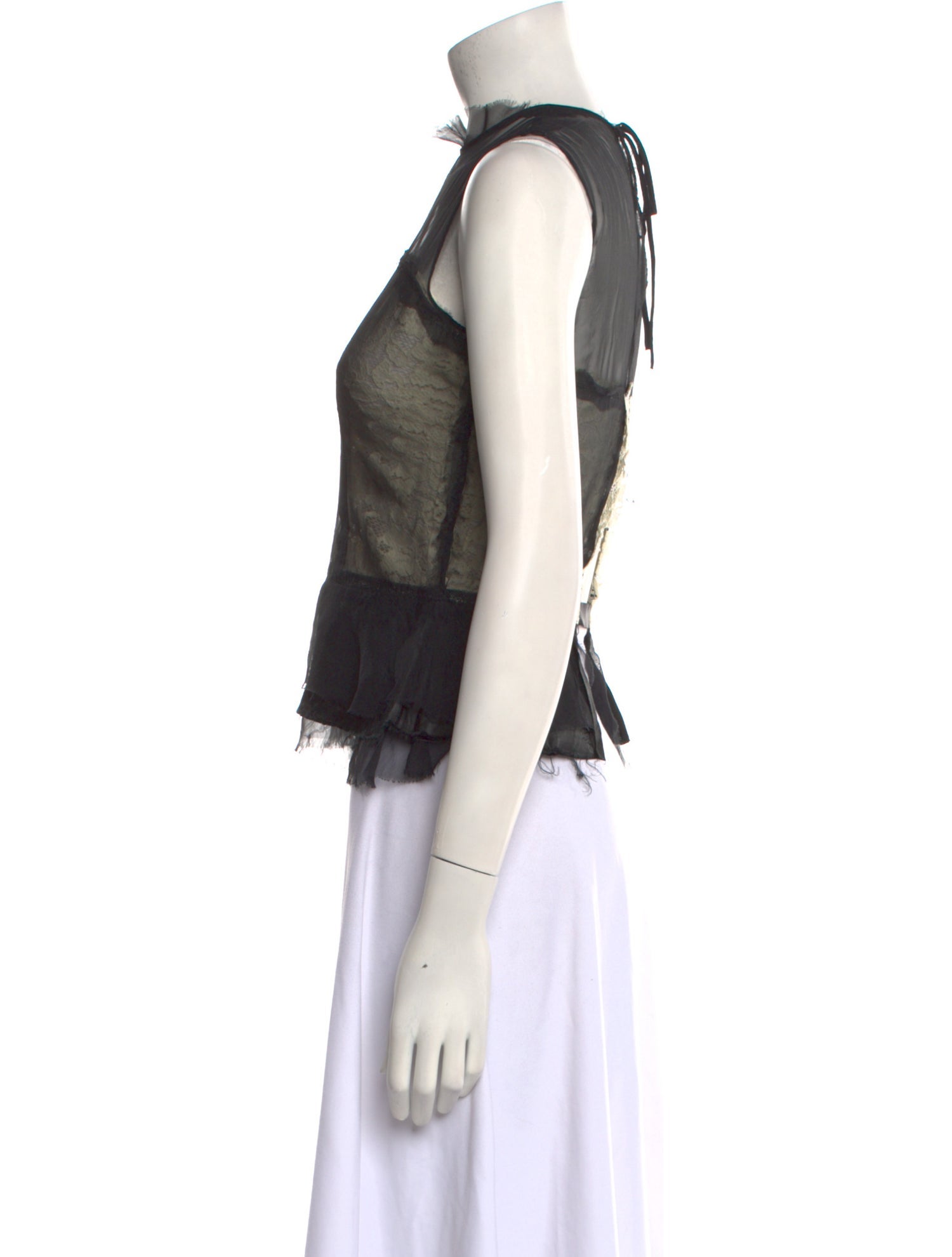 Maison Margiela Silk Mock Neck Crop Top