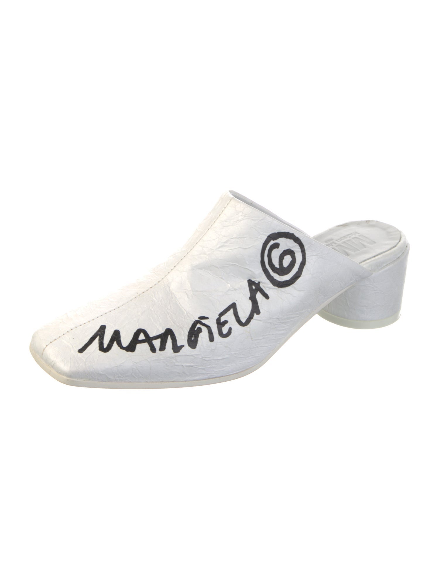 MM6 Maison Margiela Leather Graphic Print Mules