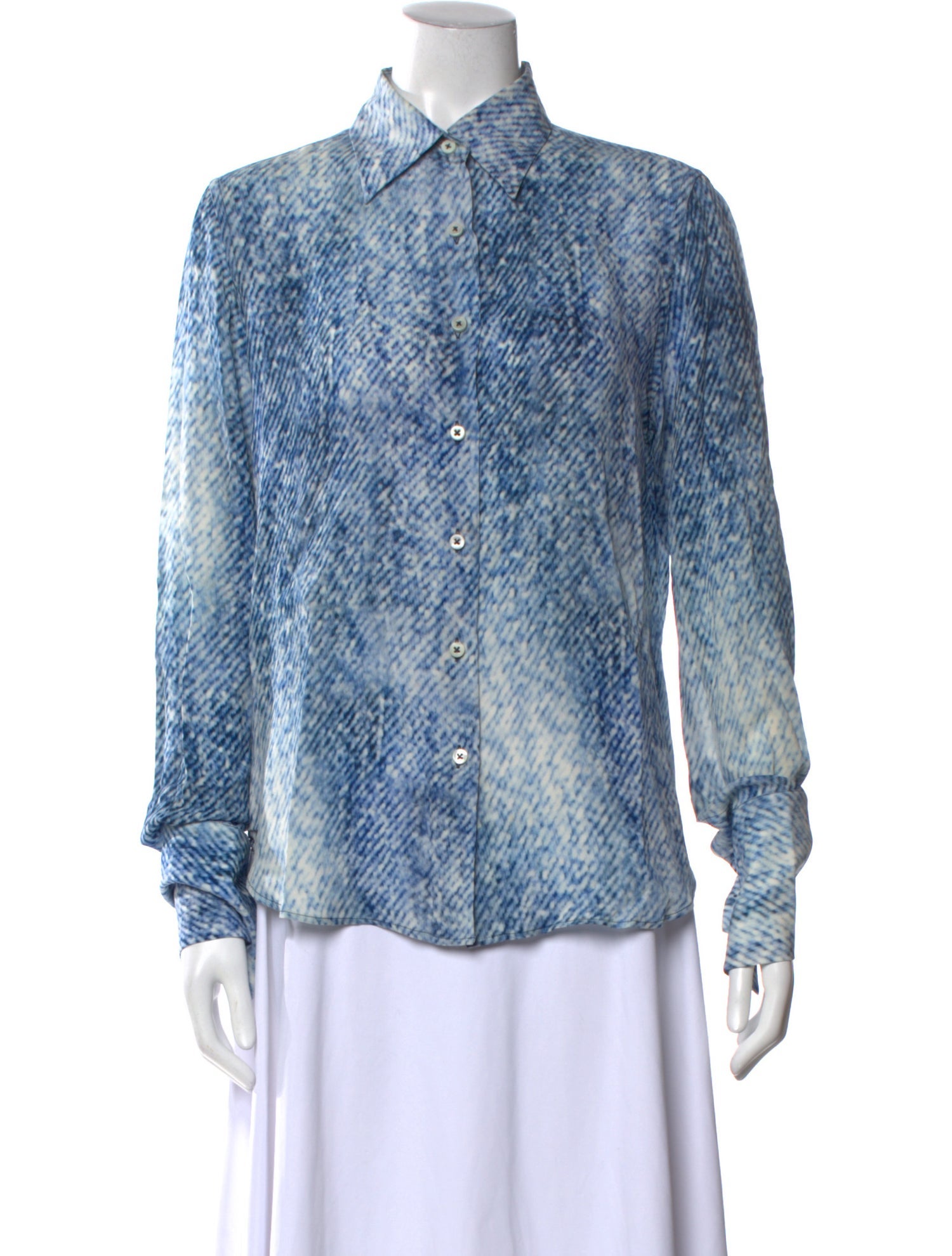 Maison Margiela Silk Animal Print Button-Up Top