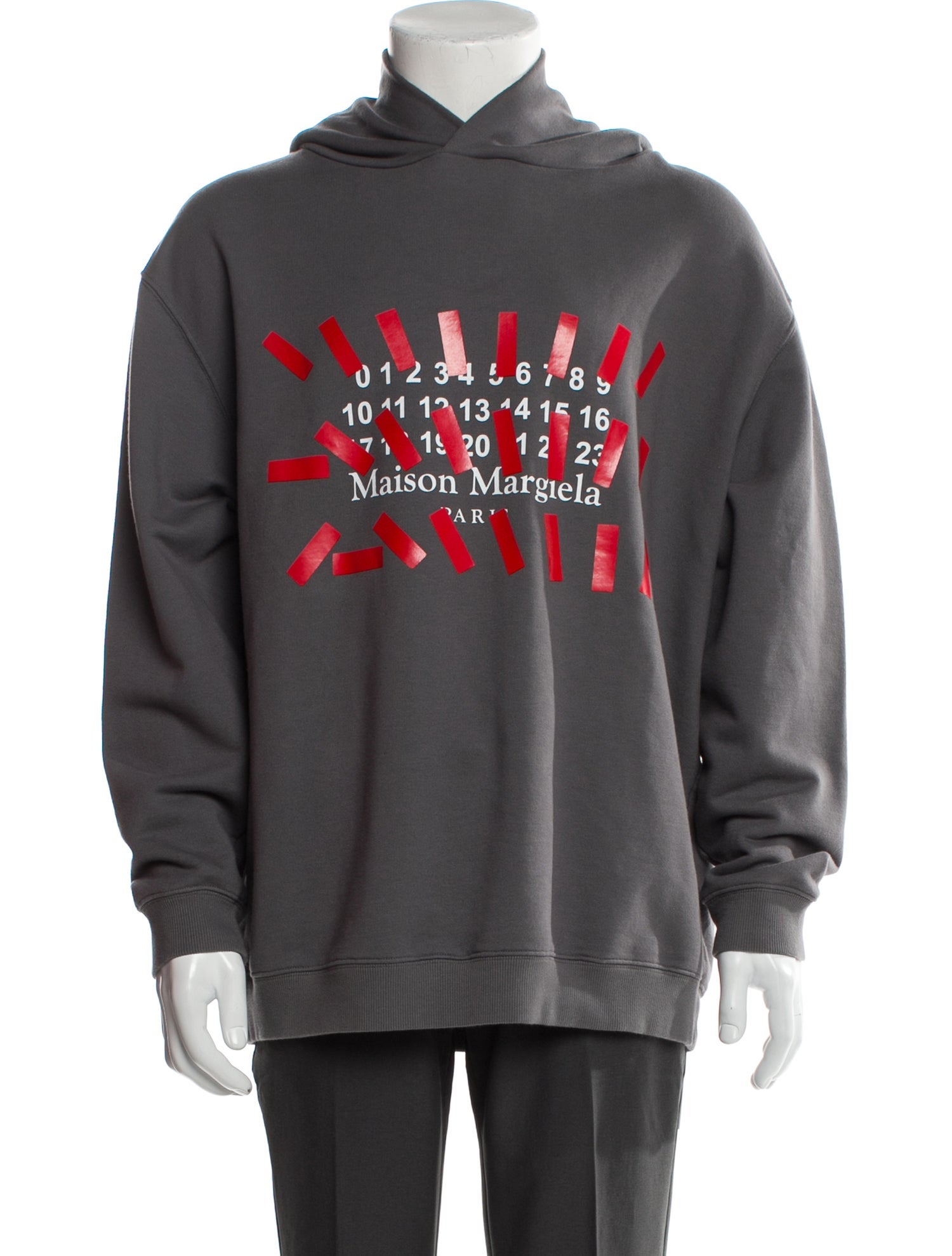 Maison Margiela Graphic Print Crew Neck Hoodie - Grey Sweatshirts