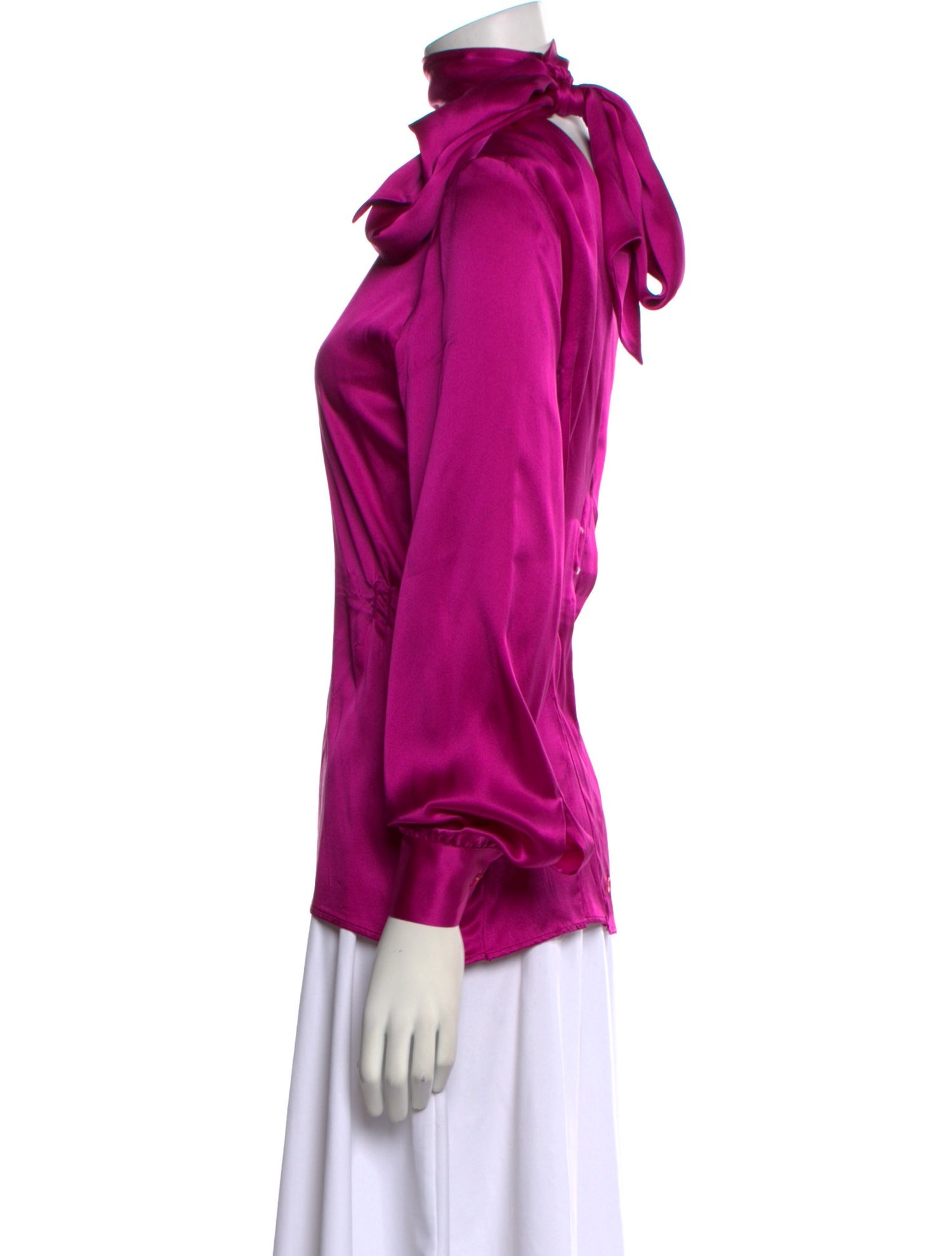 Maison Margiela Silk Tie Neck Blouse