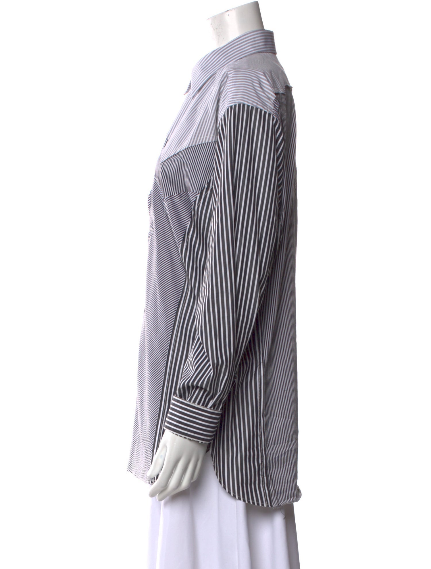 Maison Margiela Striped Long Sleeve Button-Up Top w/ Tags