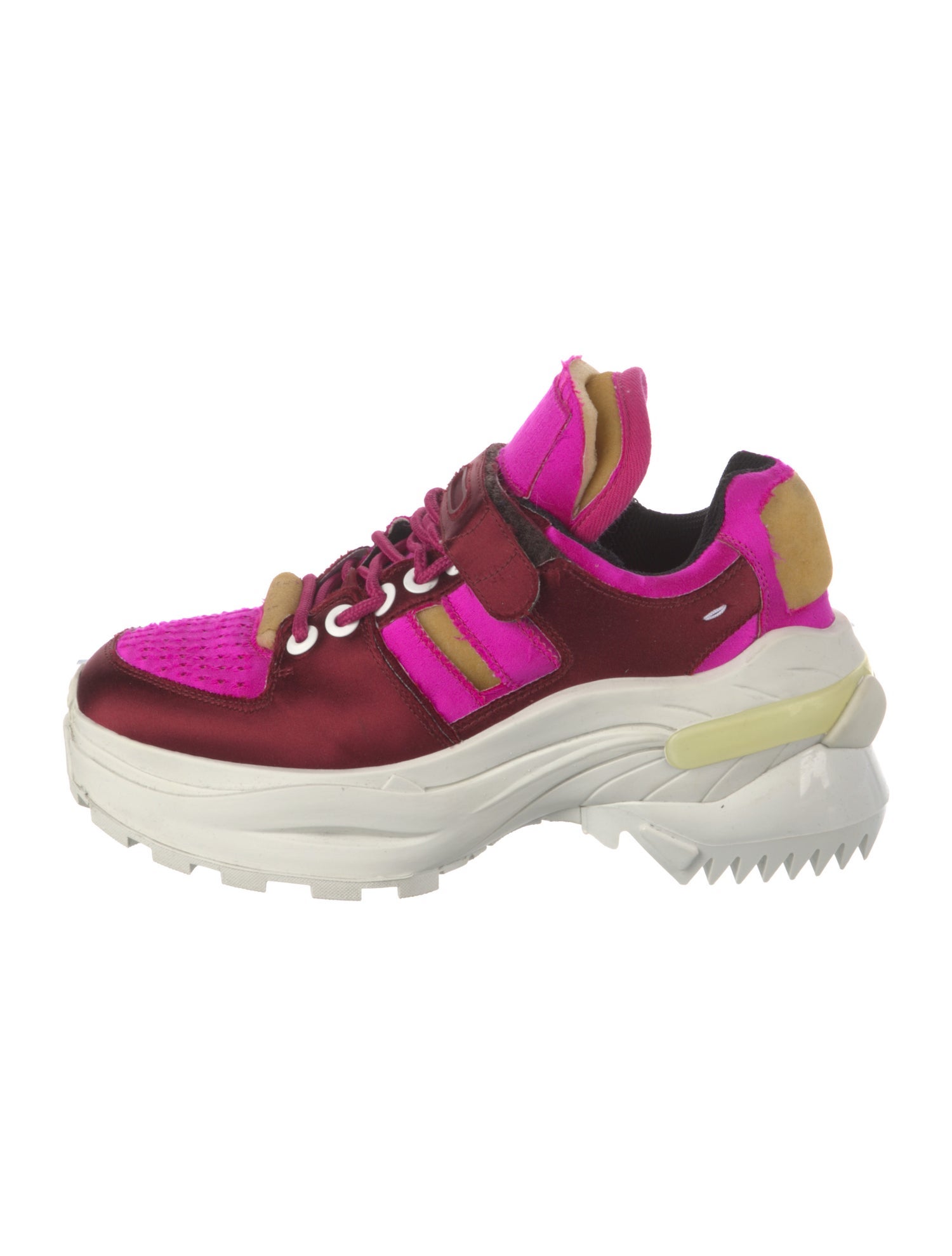 Maison Margiela Satin Colorblock Pattern Chunky Sneakers