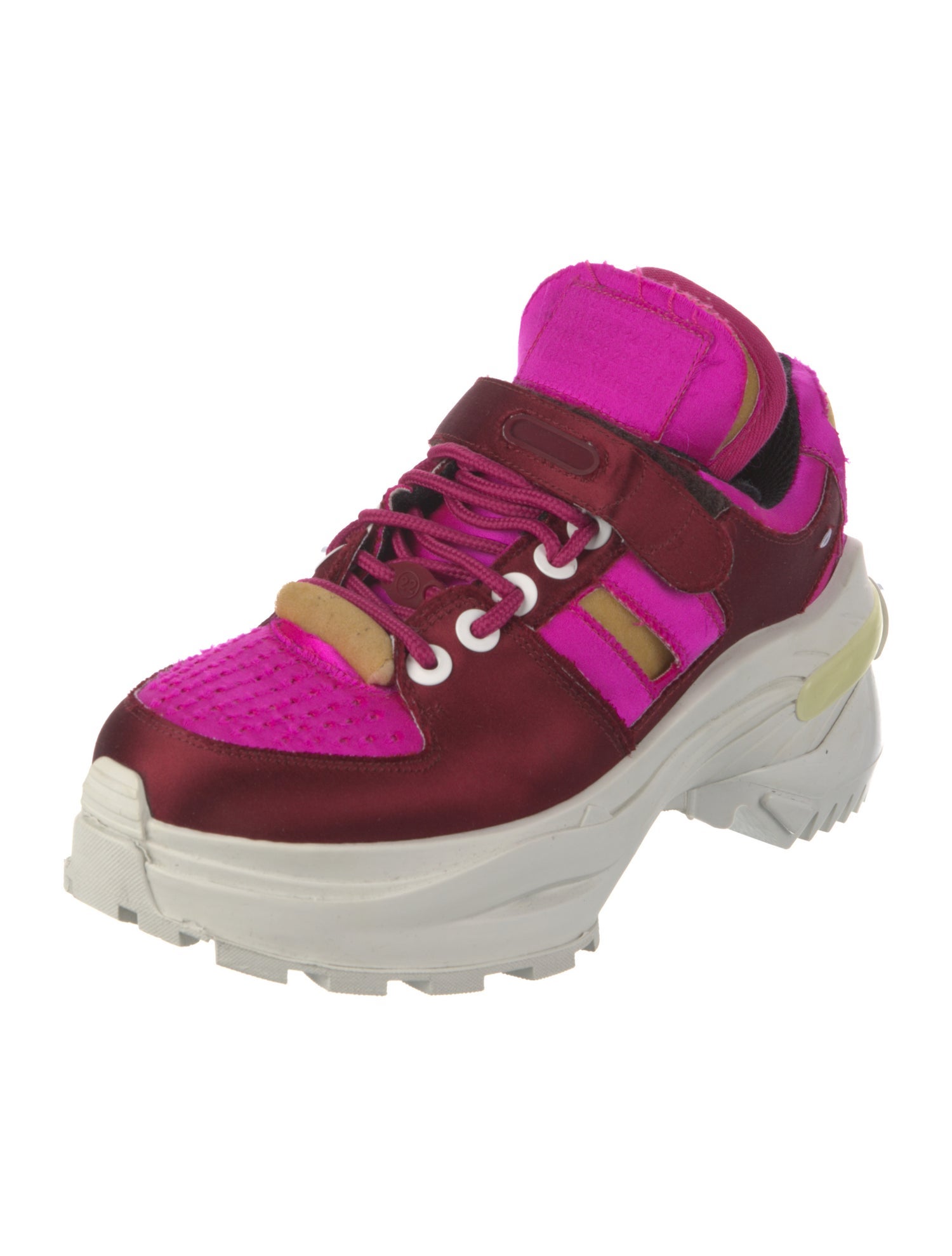 Maison Margiela Satin Colorblock Pattern Chunky Sneakers