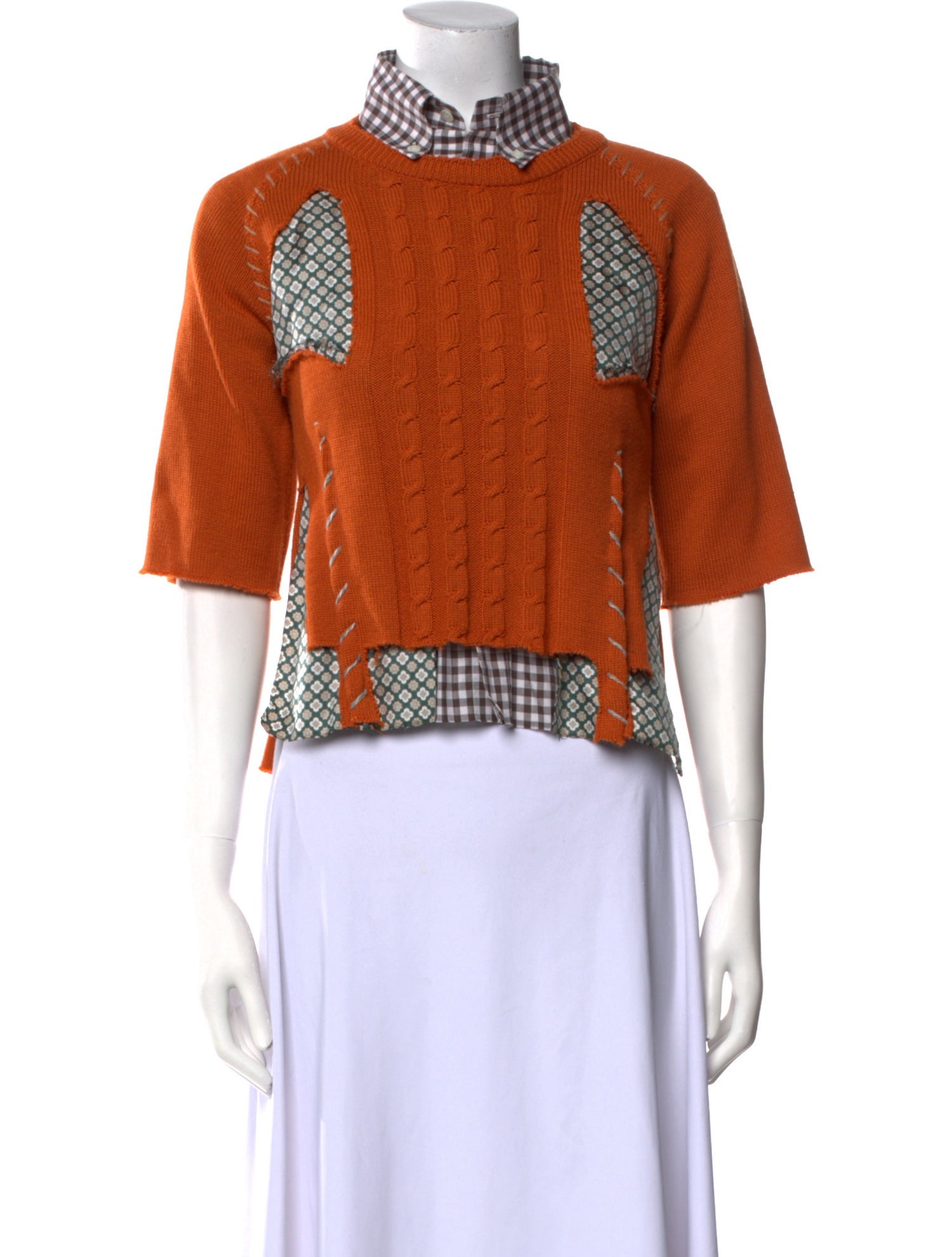 Maison Margiela Overlay Mock Neck Crop Top