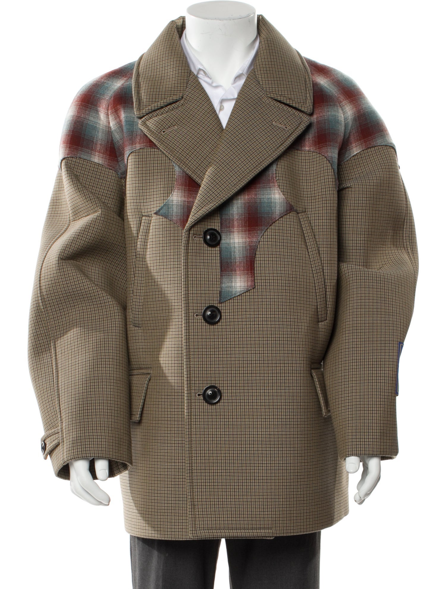 Maison Margiela 2023 Plaid Print Peacoat w/ Tags