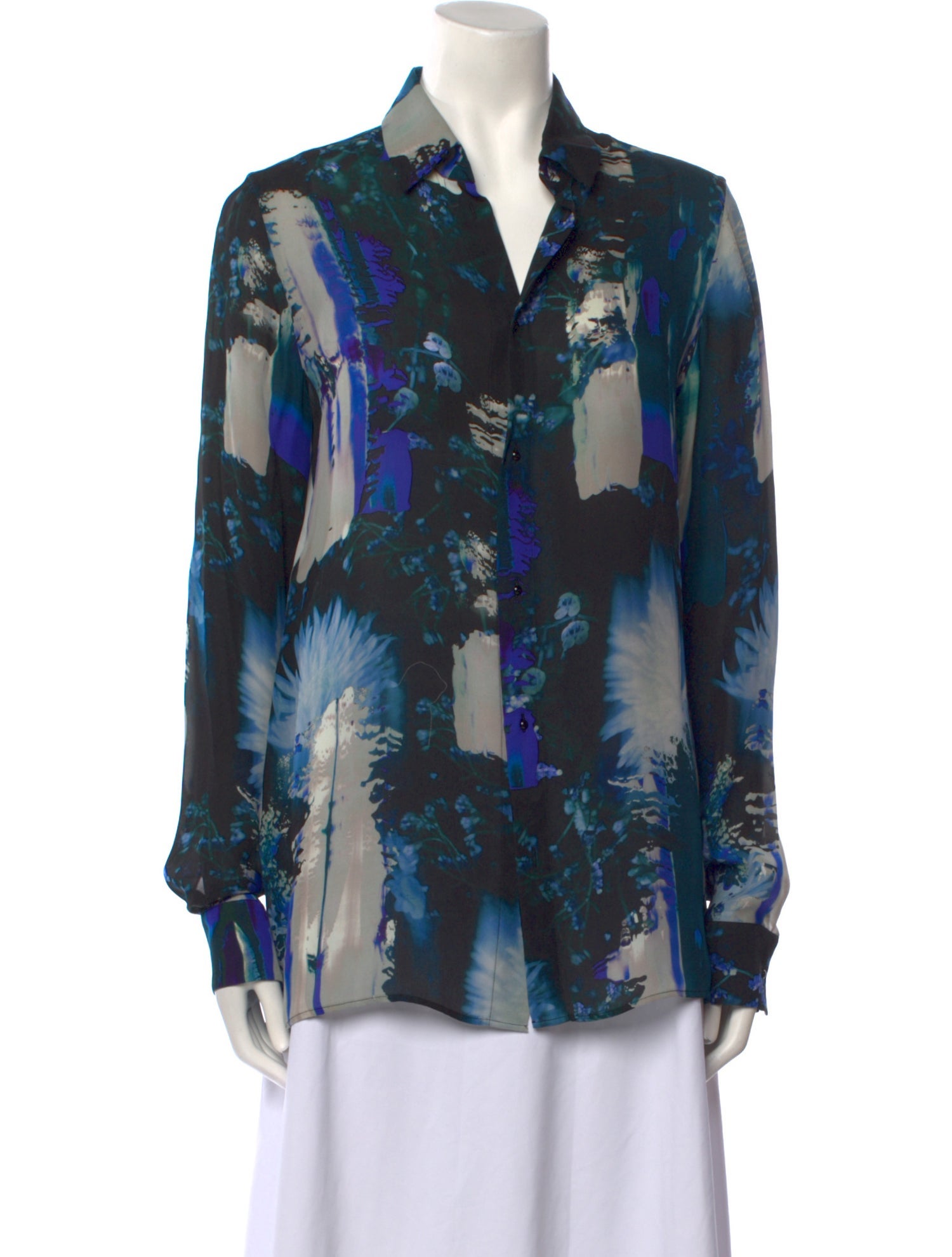 Maison Margiela 2016 Abstract Floral Print Button-Up Top