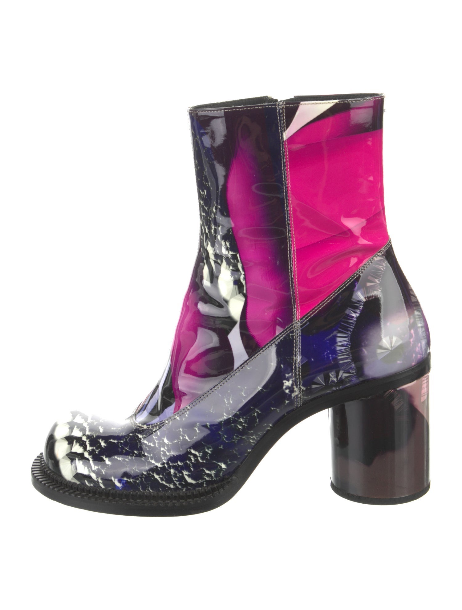 Maison Margiela Patent Leather Printed Combat Boots