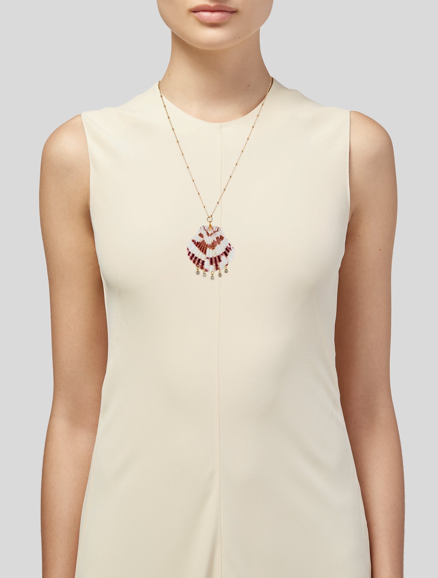 Maison Irem Shell & Cubic Zirconia Pendant Necklace