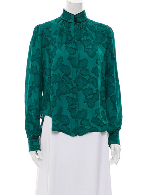 Maison Mayle Silk Printed Blouse Blue