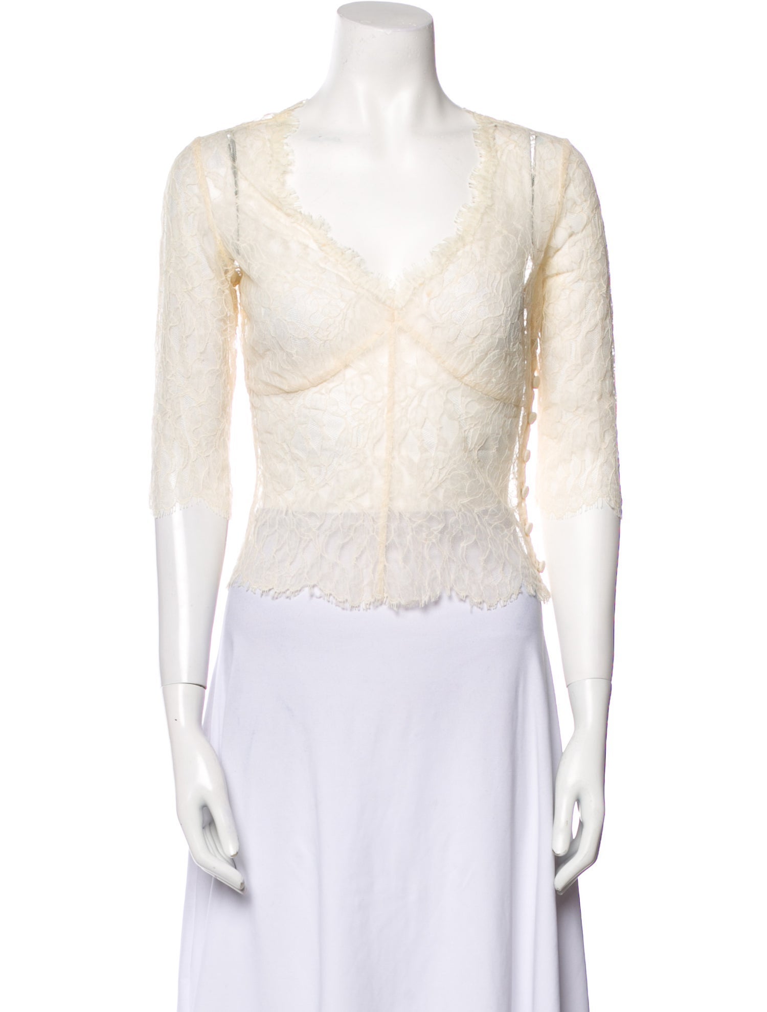 Maison Mayle Lace V-Neck Crop Top