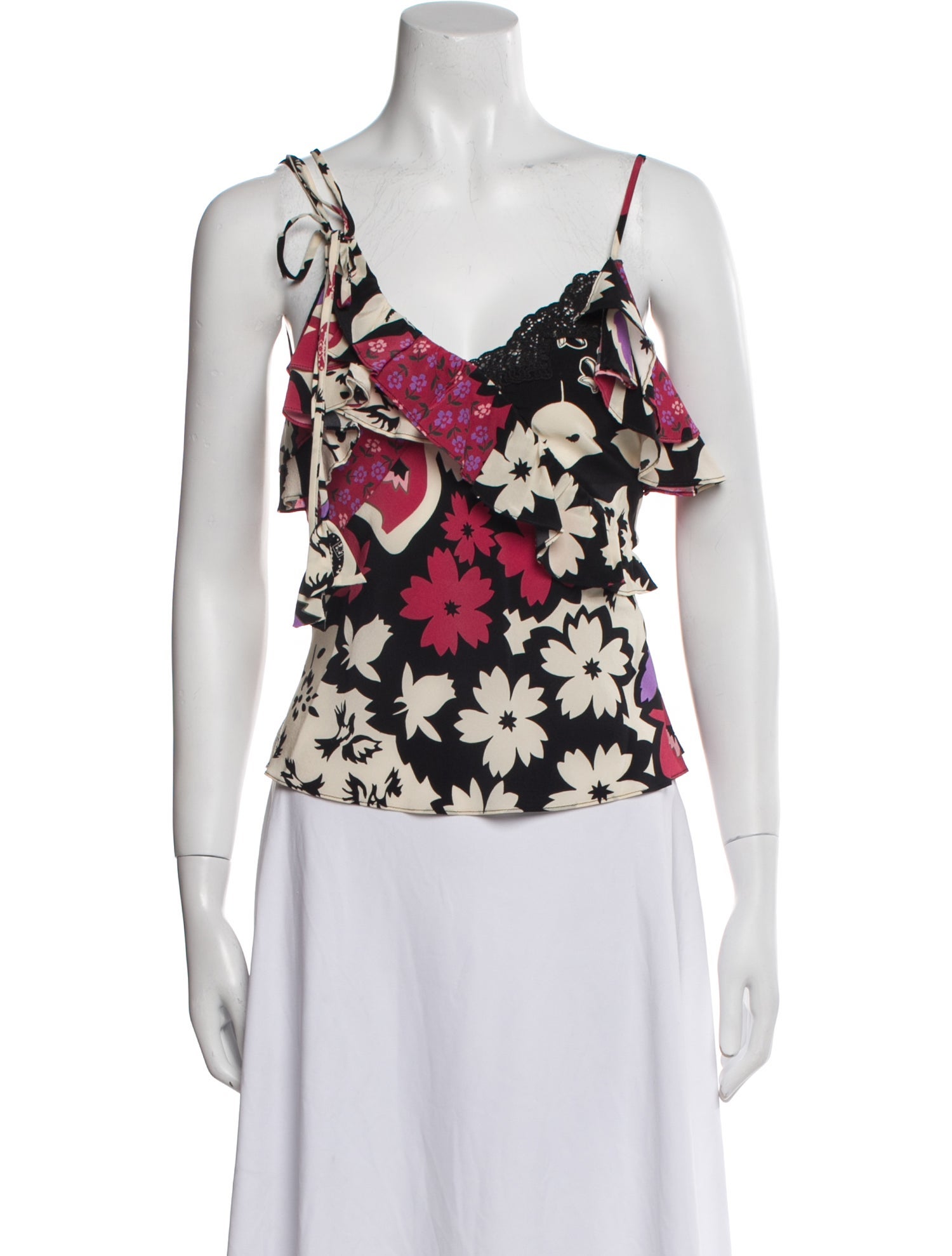 Maison Mayle Silk Floral Print Top