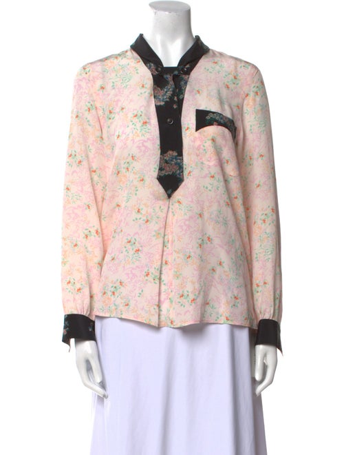 Maison Mayle Silk Floral Print Button-Up Top