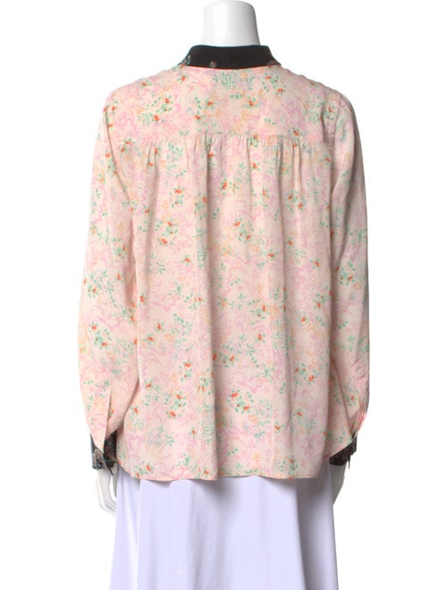 Maison Mayle Silk Floral Print Button-Up Top