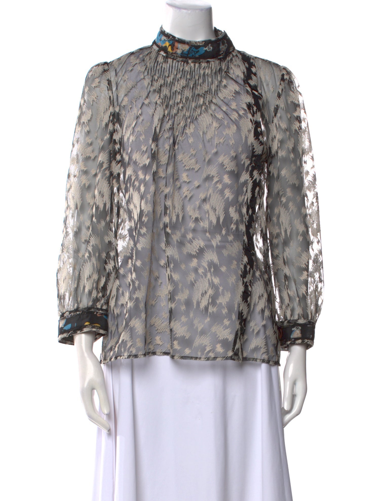 Maison Mayle Printed Mock Neck Blouse w/ Tags