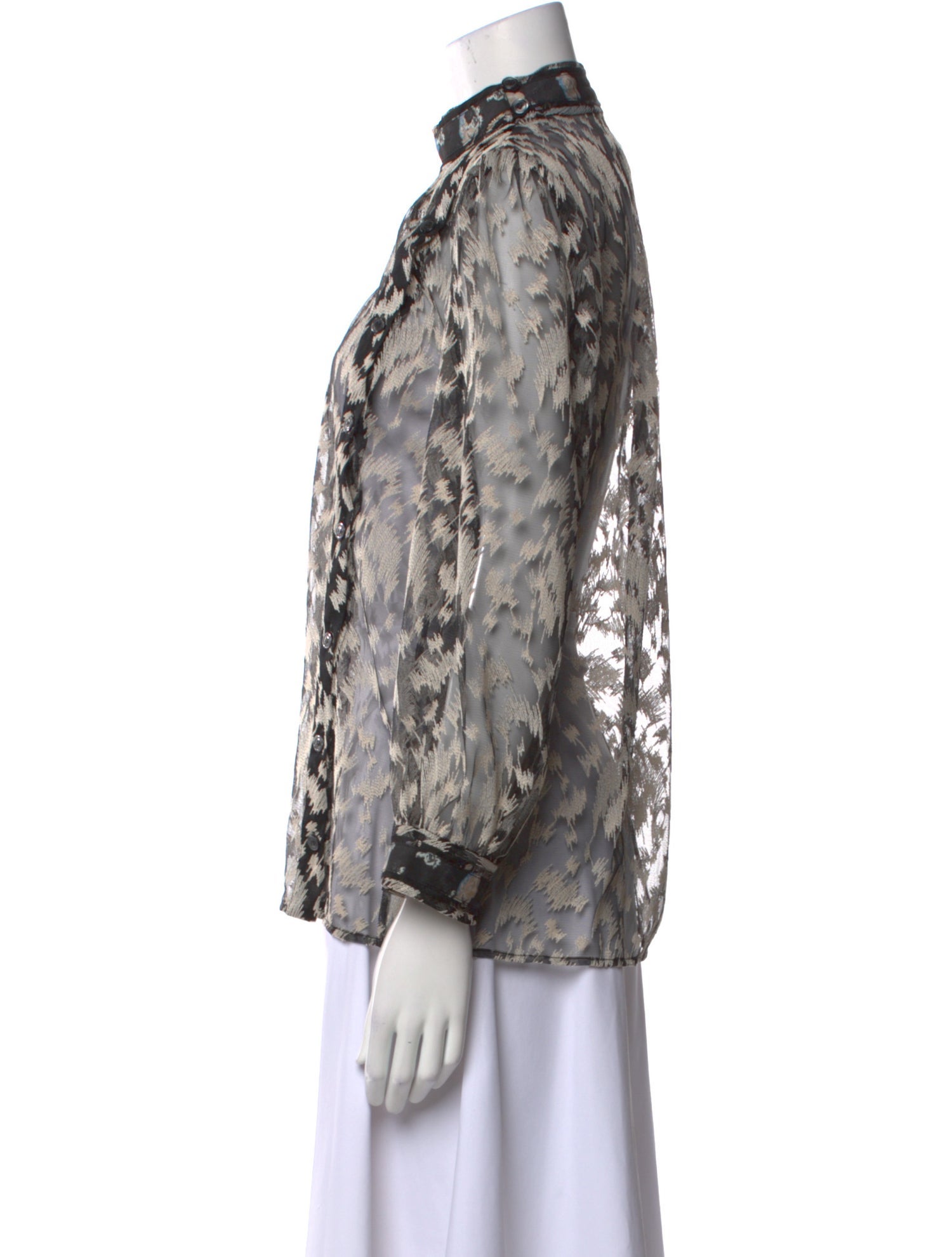 Maison Mayle Printed Mock Neck Blouse w/ Tags