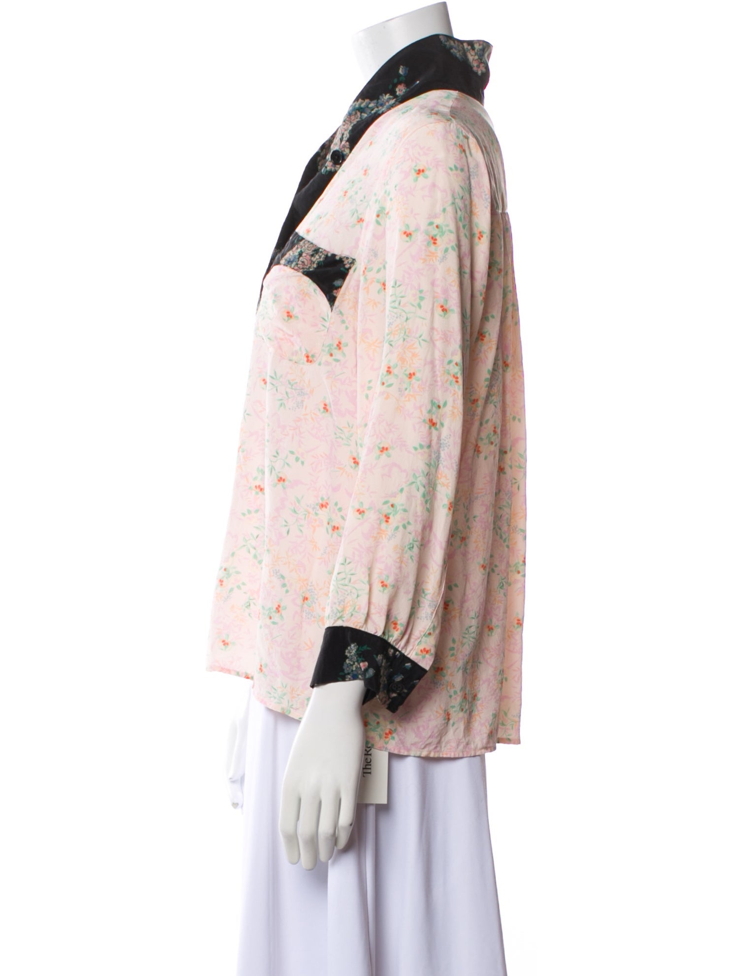 Maison Mayle Silk Floral Print Button-Up Top