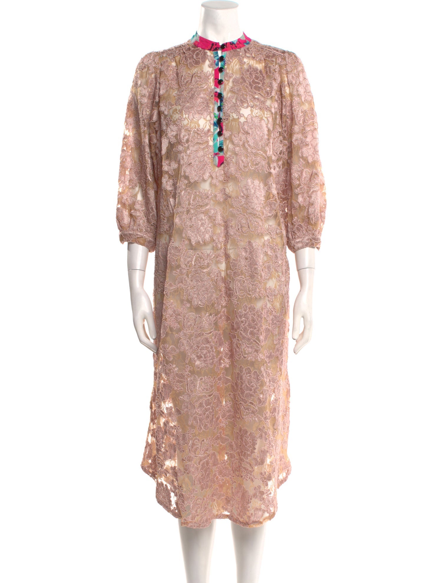 Maison Mayle Lace Pattern Midi Length Dress