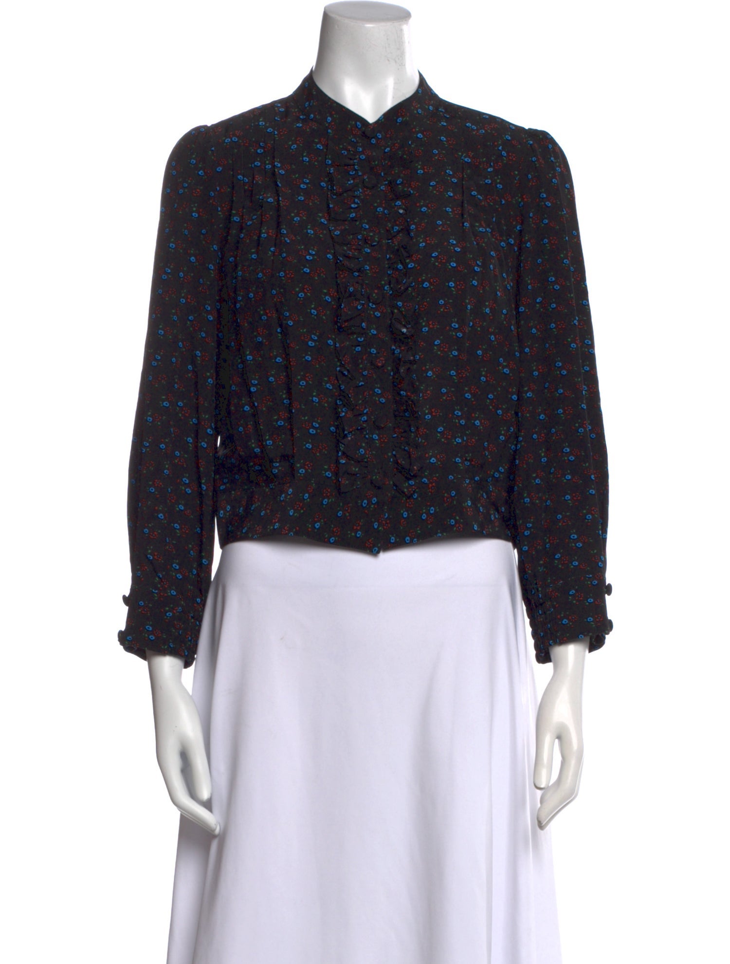 Maison Mayle Silk Floral Print Crop Top