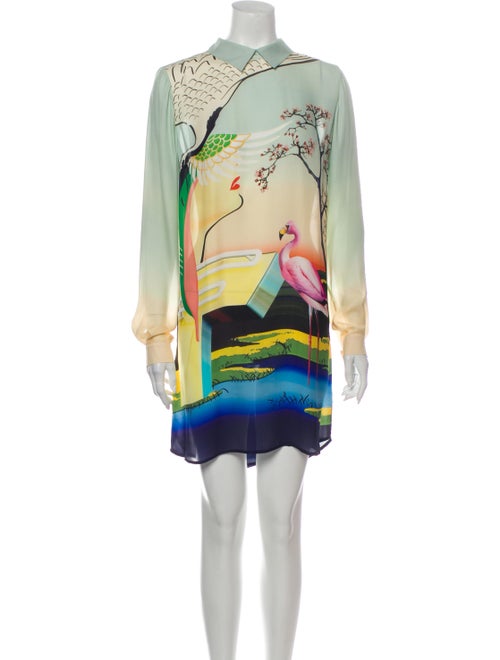 Mary Katrantzou Silk Mini Dress Green