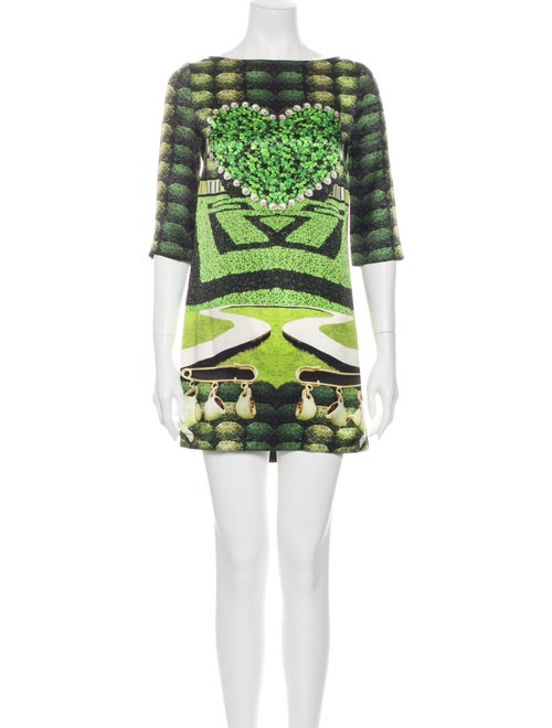 Mary Katrantzou Silk Mini Dress Green