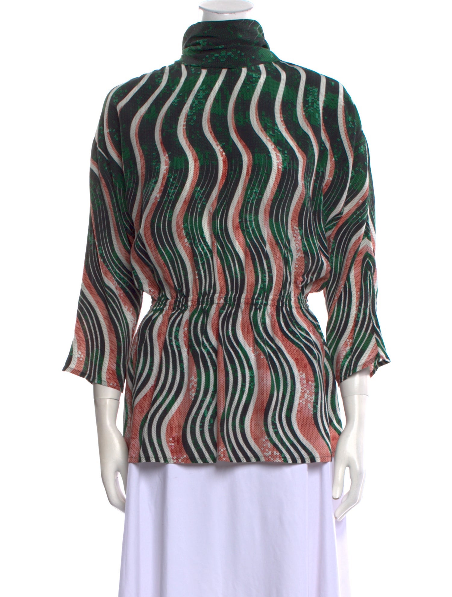 Mary Katrantzou Striped Turtleneck Blouse w/ Tags