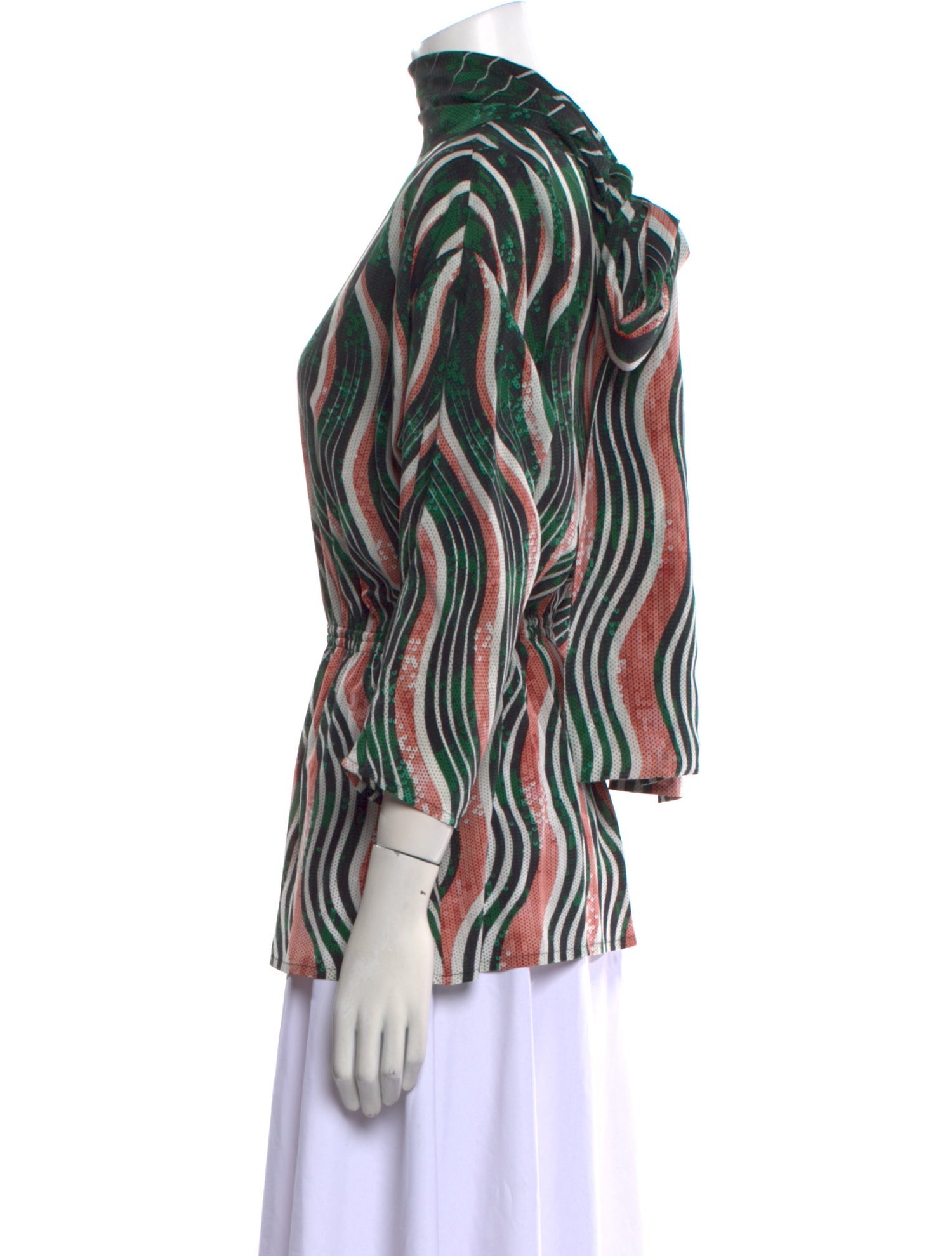 Mary Katrantzou Striped Turtleneck Blouse w/ Tags